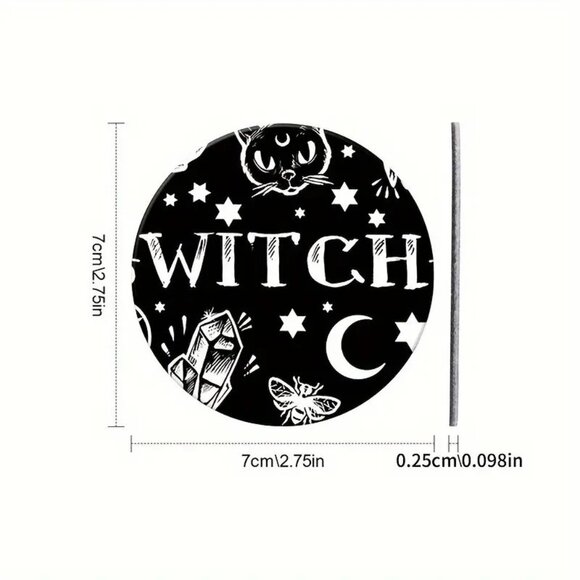 Witch Moon & Stars Car Coasters Set of 2 NWT Gothic - Picture 4 of 4